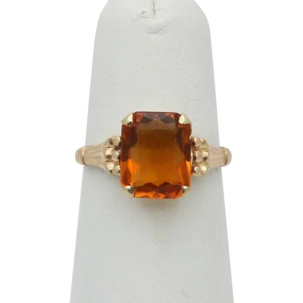 Vintage 14K Yellow Gold Citrine Solitaire Ring - image 1