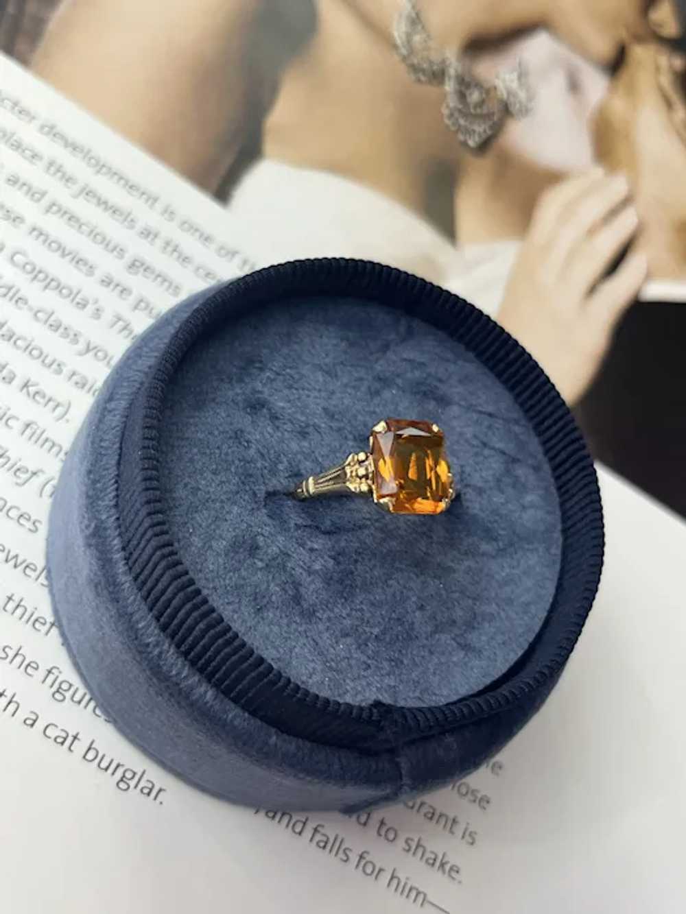 Vintage 14K Yellow Gold Citrine Solitaire Ring - image 3