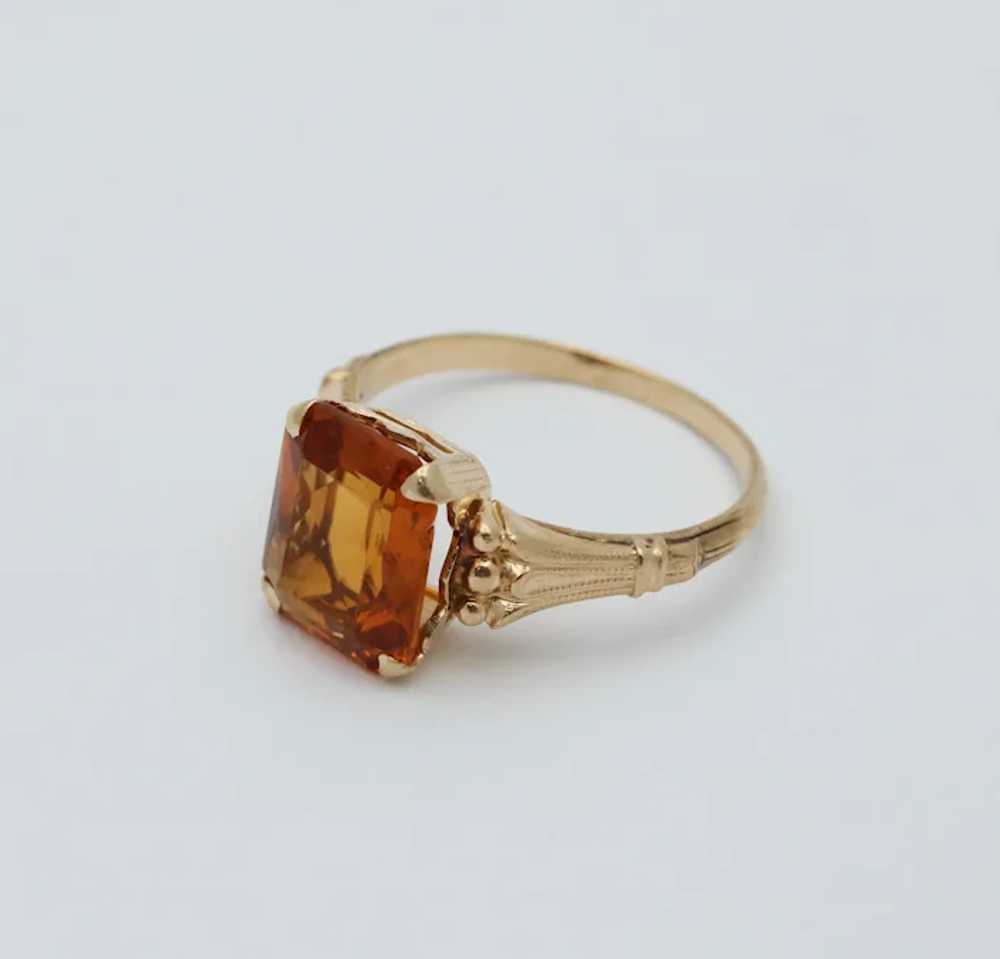 Vintage 14K Yellow Gold Citrine Solitaire Ring - image 6