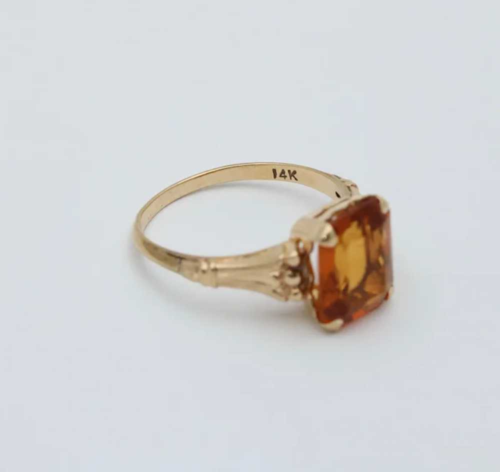 Vintage 14K Yellow Gold Citrine Solitaire Ring - image 7