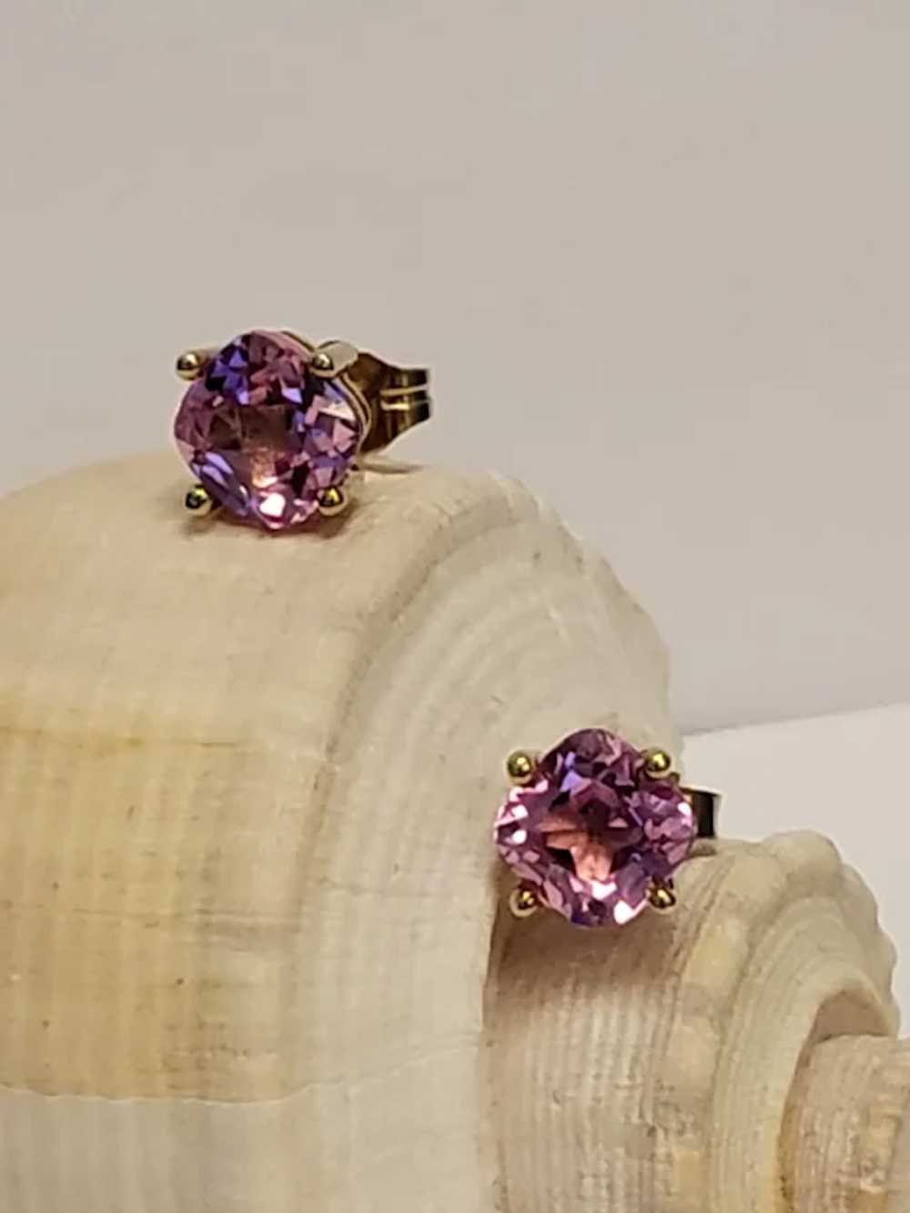 10K Gold Pink Sapphire Earrings and Pendant for N… - image 10