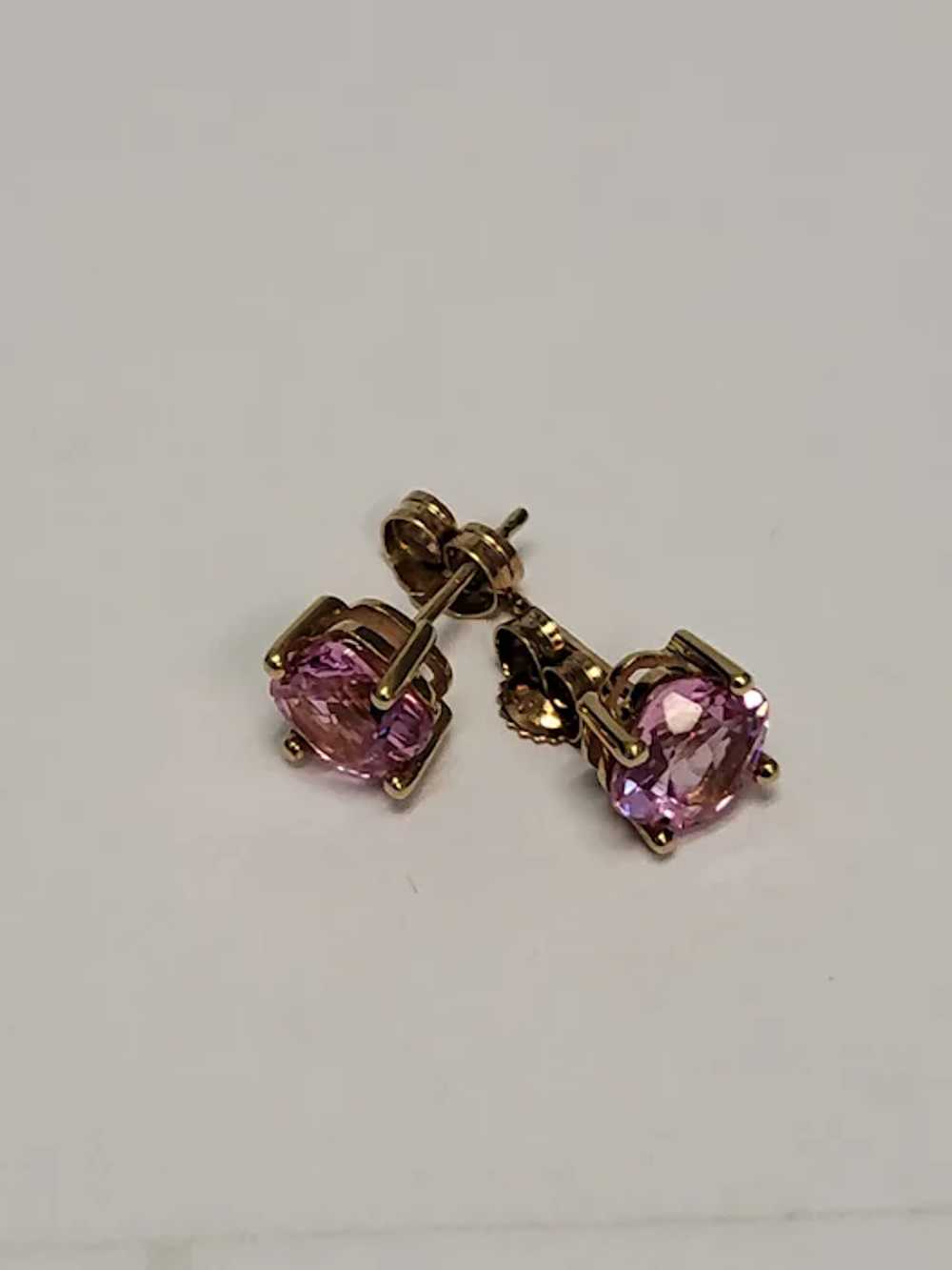 10K Gold Pink Sapphire Earrings and Pendant for N… - image 11