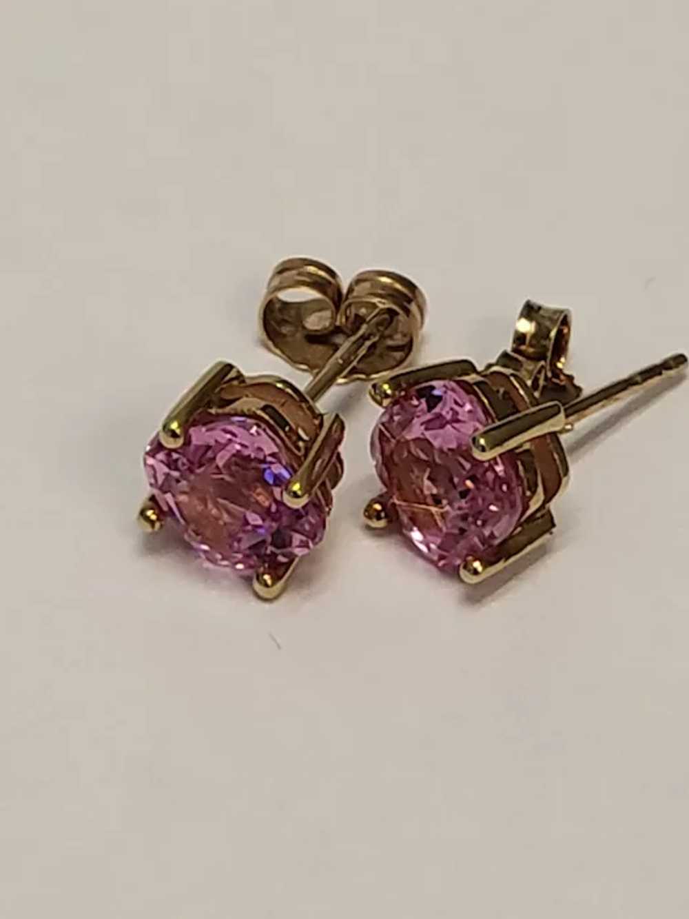 10K Gold Pink Sapphire Earrings and Pendant for N… - image 12