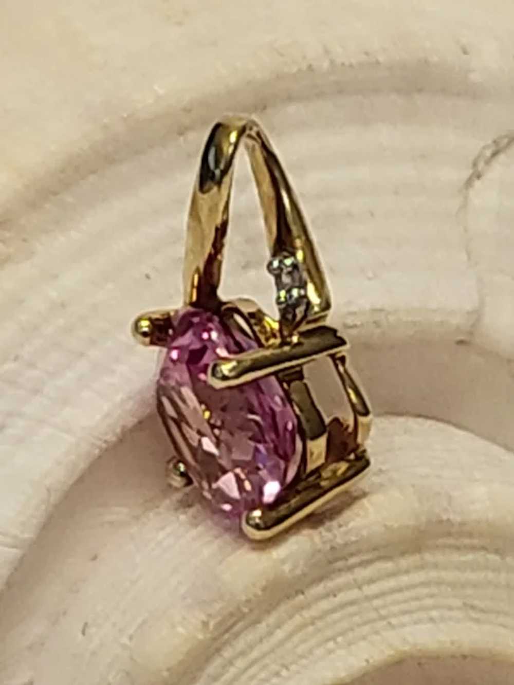 10K Gold Pink Sapphire Earrings and Pendant for N… - image 6