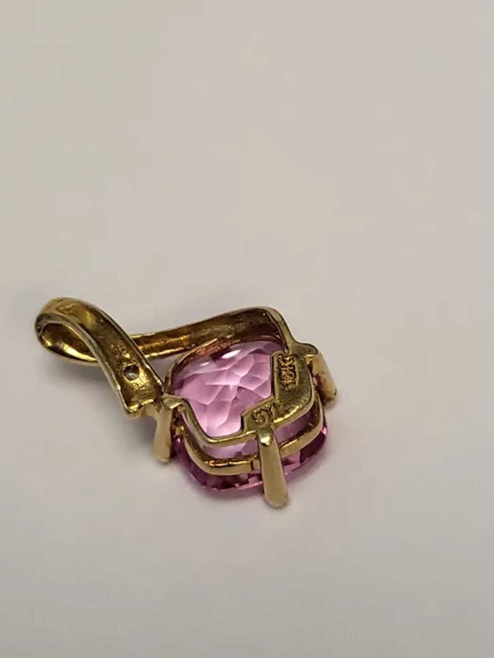 10K Gold Pink Sapphire Earrings and Pendant for N… - image 7