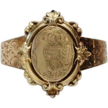 Antique 10k Yellow Gold Locket Bracelet, 6-7 inch… - image 1