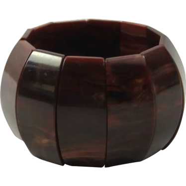 Bakelite Expansion Bracelet Cuff Marbleized Oxbloo