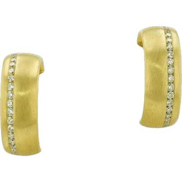 Designer 18k Yellow Gold Diamond Wide Hoop Earring