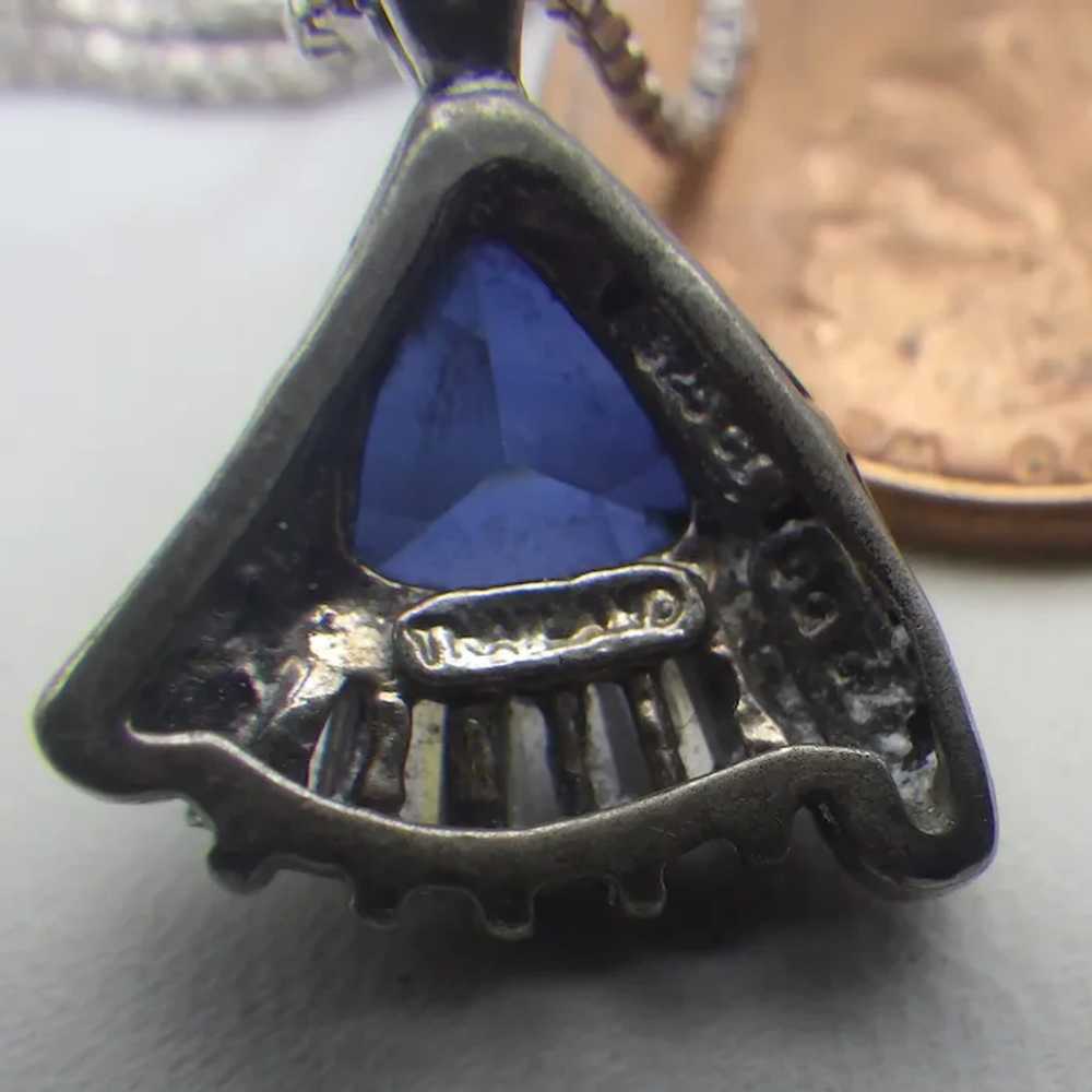 Vintage Sapphire Blue Cubic Zirconia Pendant Neck… - image 3