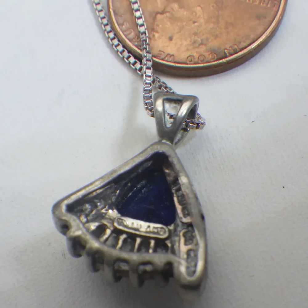 Vintage Sapphire Blue Cubic Zirconia Pendant Neck… - image 6