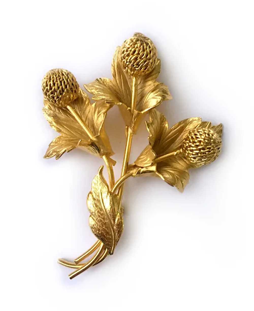 Golden Pompom (Dahlia) Posy Brooch & Earrings Set… - image 5