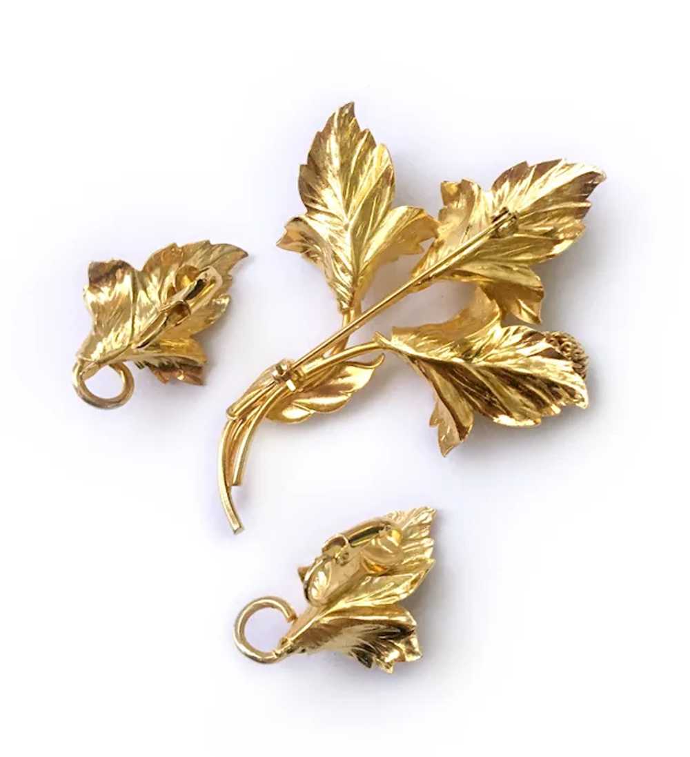 Golden Pompom (Dahlia) Posy Brooch & Earrings Set… - image 7