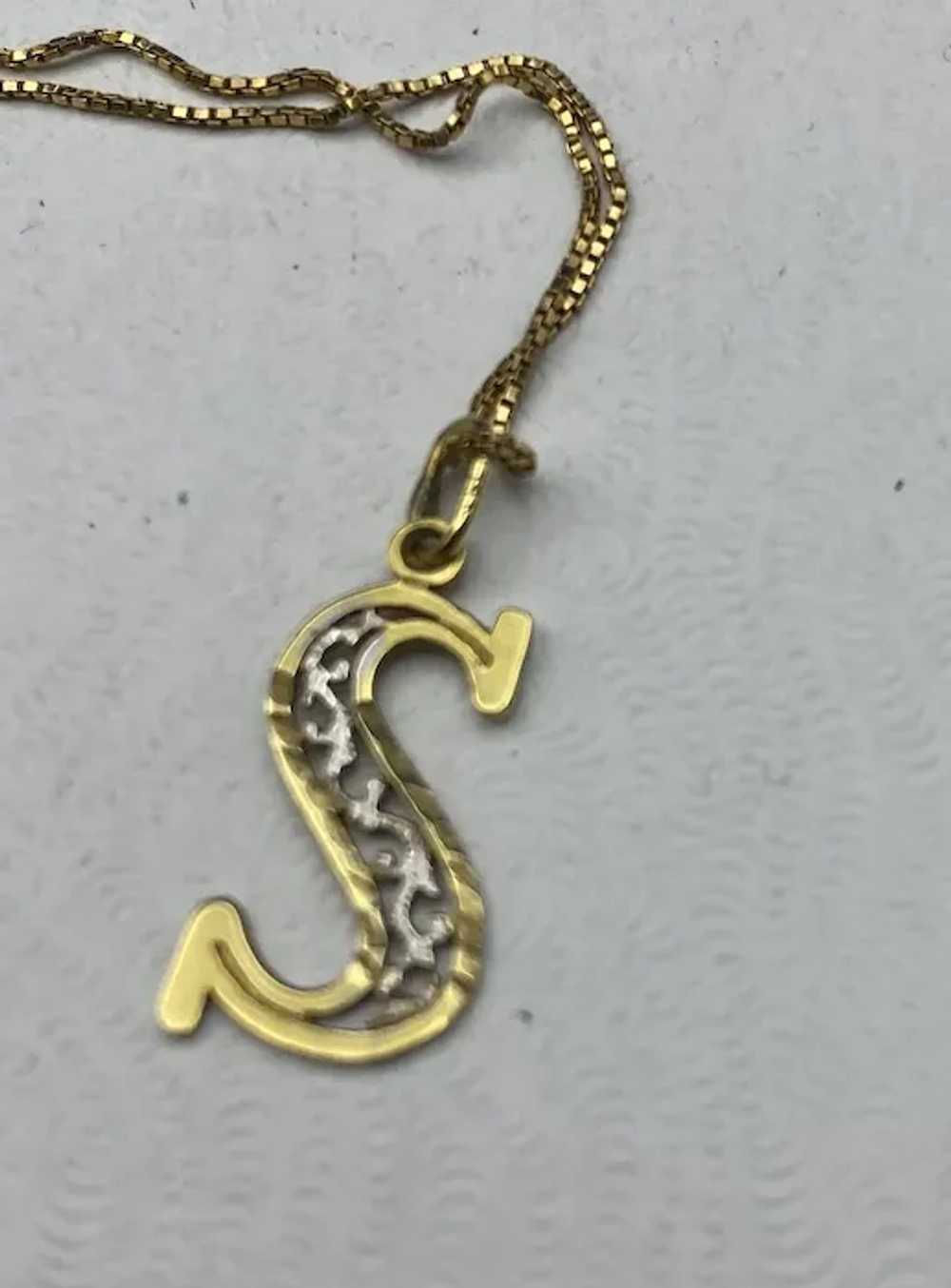 14K Gold Initial Necklace, 23 1/2 Inch Long Fine … - image 8