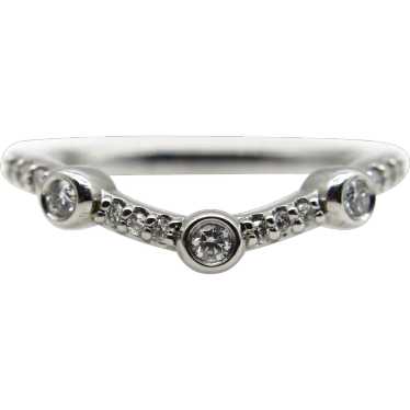 14K White Gold Diamond Curved Band