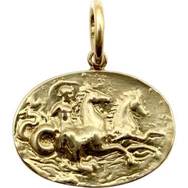14K Gold Poseidon Signature Classical Revival Meda