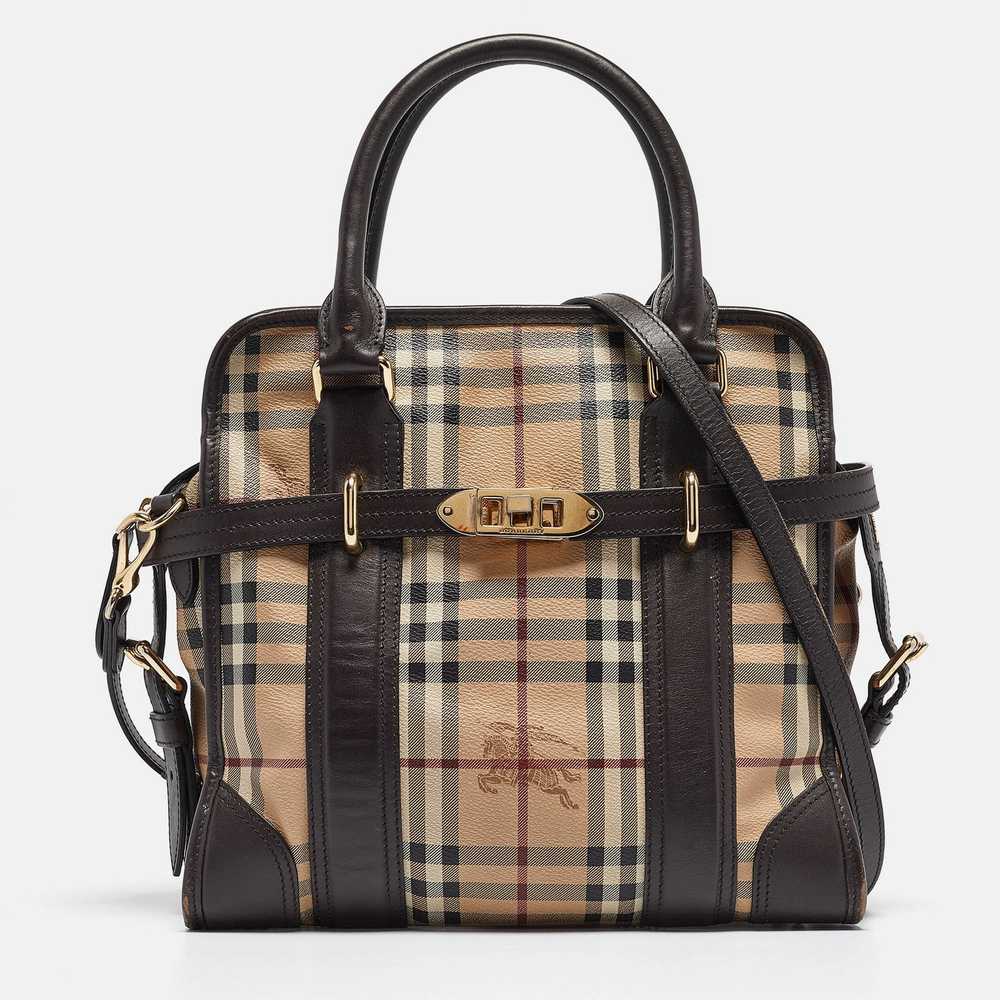 Burberry BURBERRY Choco Brown/Beige Haymarket Che… - image 1