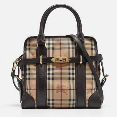 Burberry BURBERRY Choco Brown/Beige Haymarket Che… - image 1