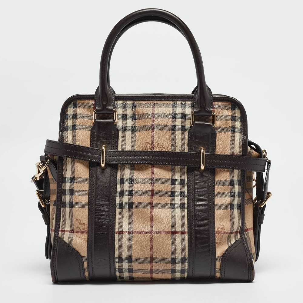 Burberry BURBERRY Choco Brown/Beige Haymarket Che… - image 4