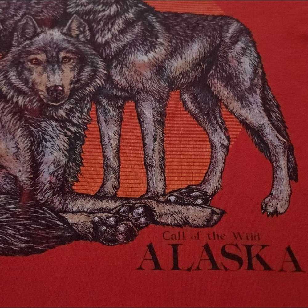Vintage 80s Single Stitch Wildlife Wolf Graphic T… - image 4
