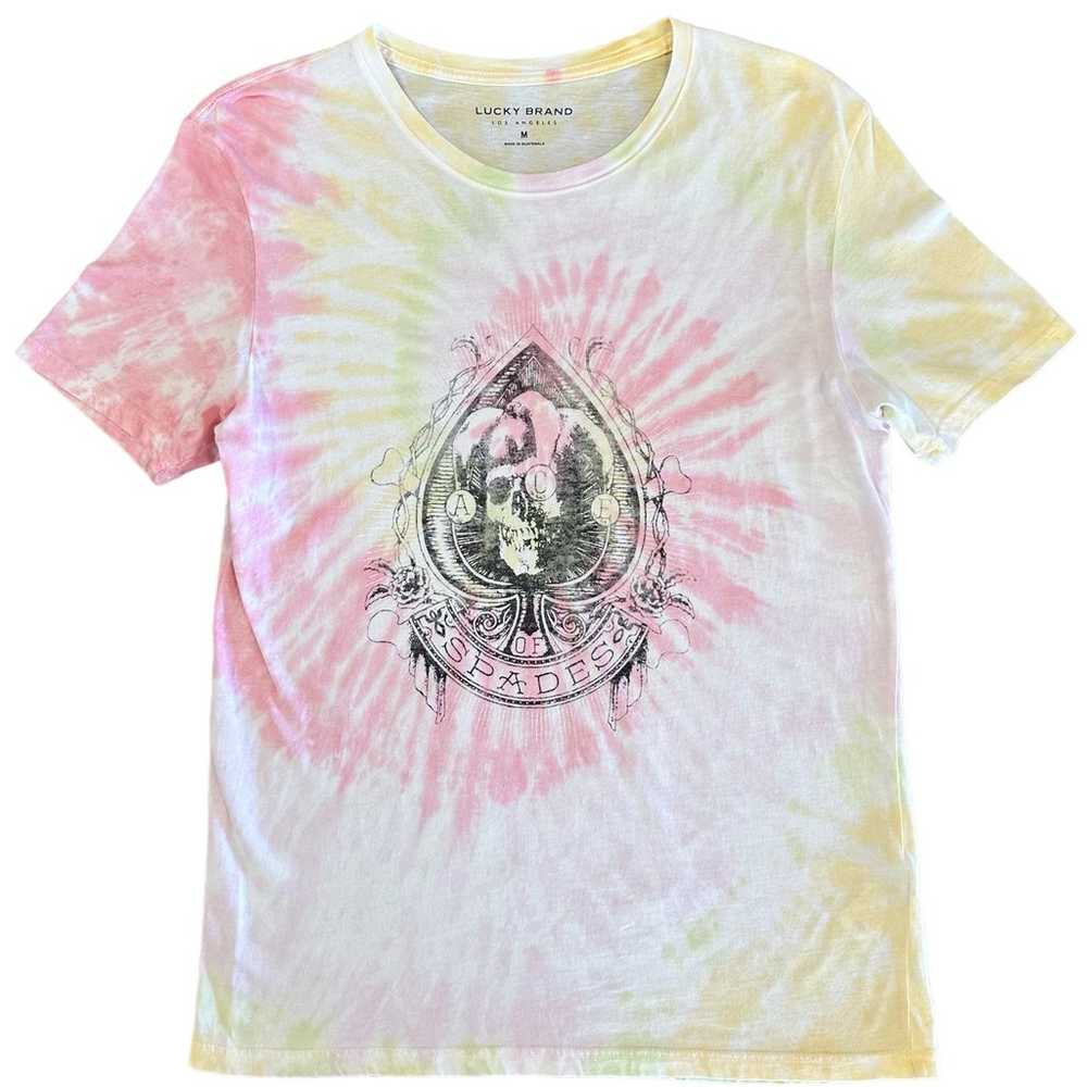 Lucky Brand Skull Spades Graphic T-Shirt Tie Dye … - image 2