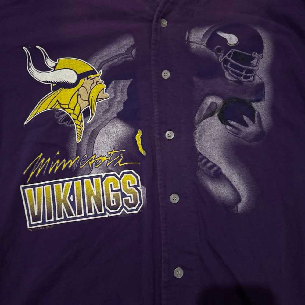 Vintage Minnesota Vikings Mens Baseball Jersey Sh… - image 3