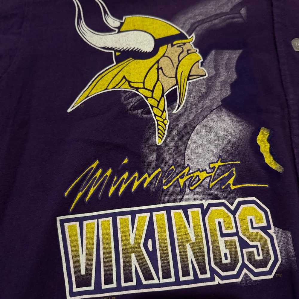 Vintage Minnesota Vikings Mens Baseball Jersey Sh… - image 4