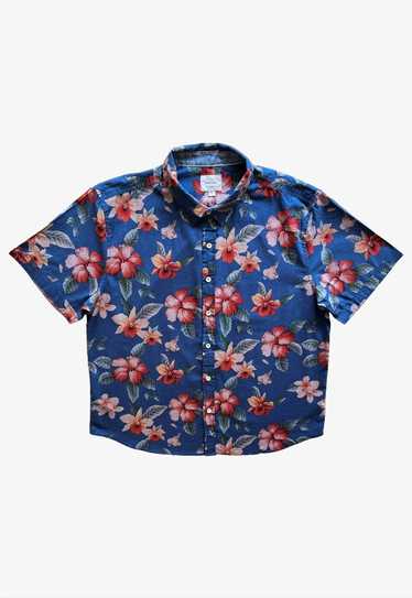 Vintage Y2K Men's True Grit Red Floral Print Blue 