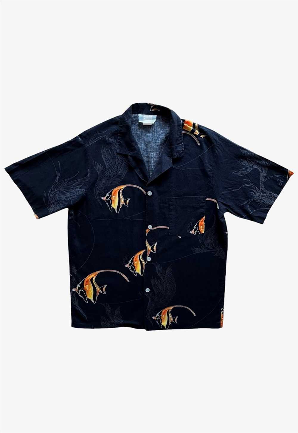 Vintage 90s Men's Moorish Idol Orange Fish Print … - image 1