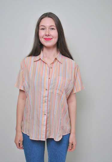 90s striped blouse, cute pattern shirt, woman min… - image 1