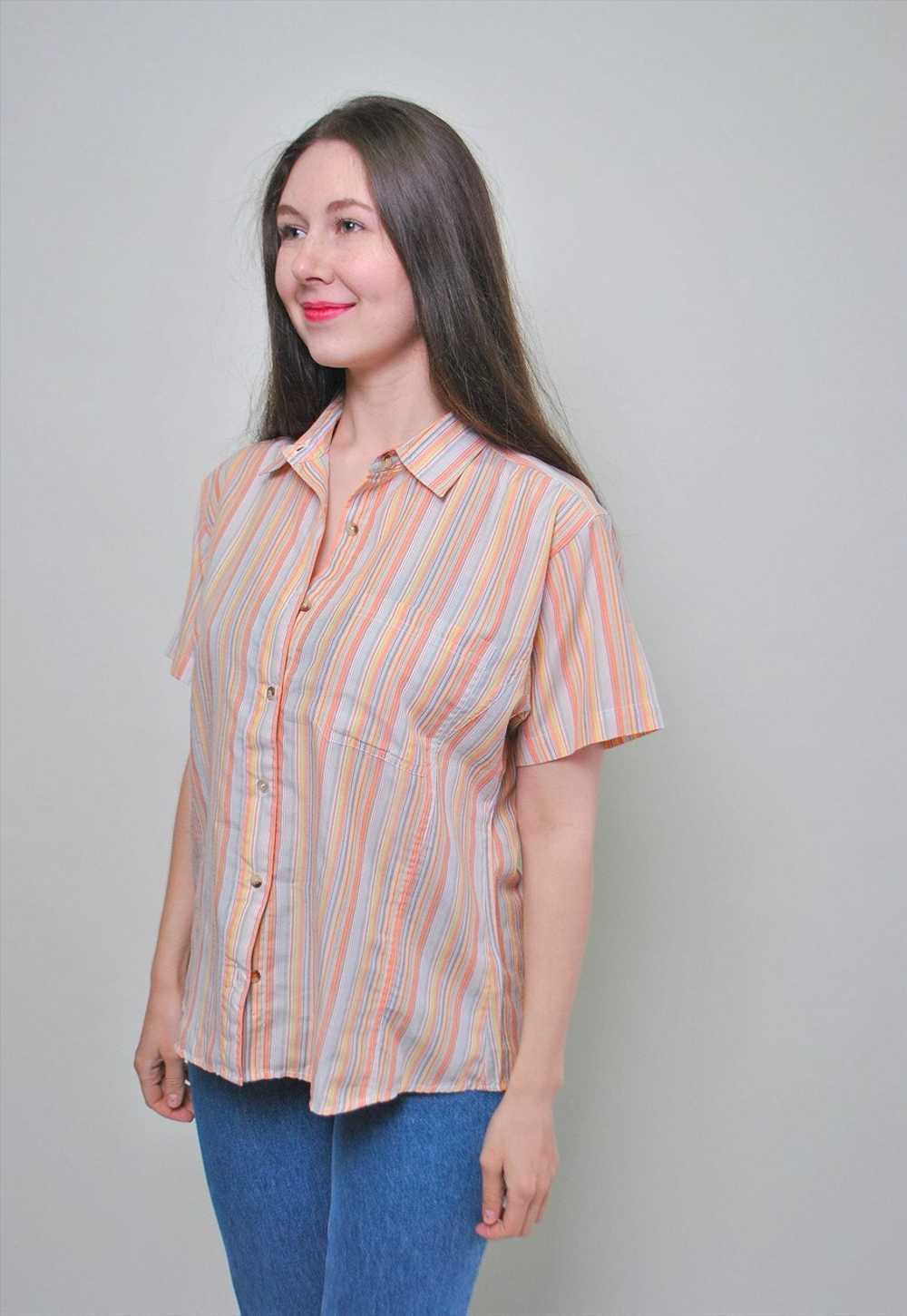 90s striped blouse, cute pattern shirt, woman min… - image 2