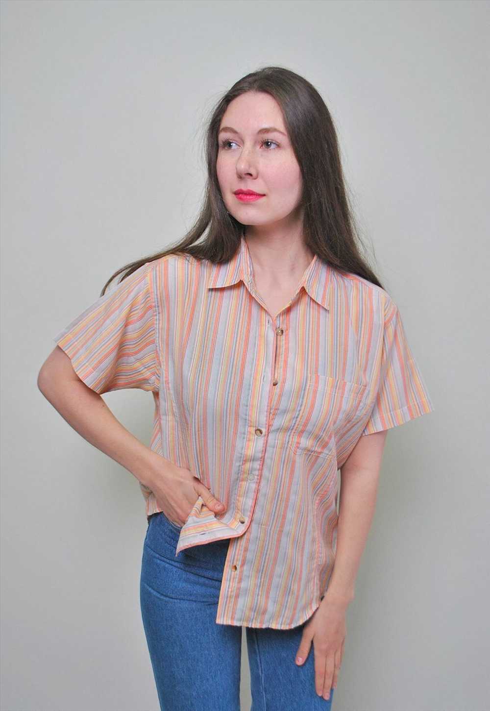 90s striped blouse, cute pattern shirt, woman min… - image 4