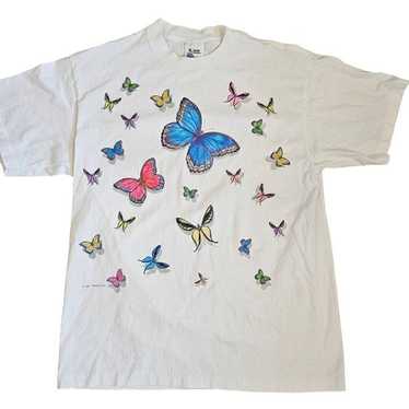 Vintages 90s Large Graphic Butterfly Tshirt Doubl… - image 1
