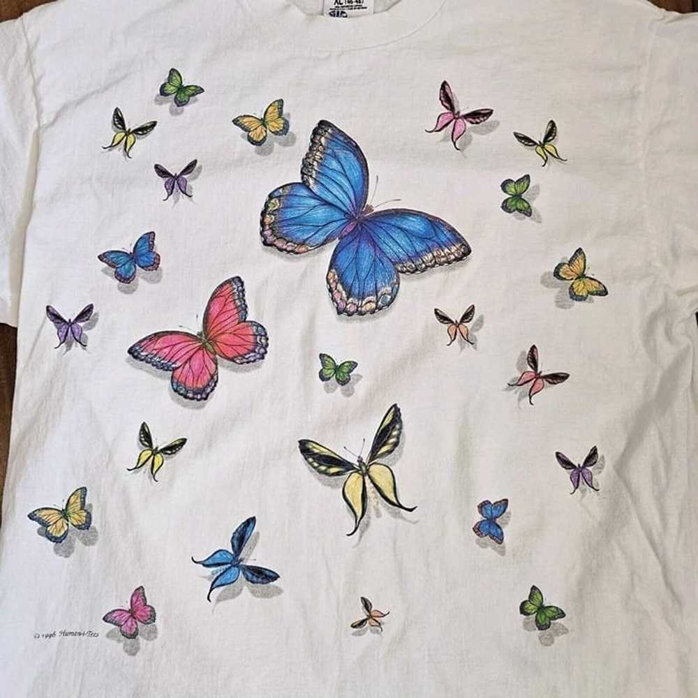 Vintages 90s Large Graphic Butterfly Tshirt Doubl… - image 5