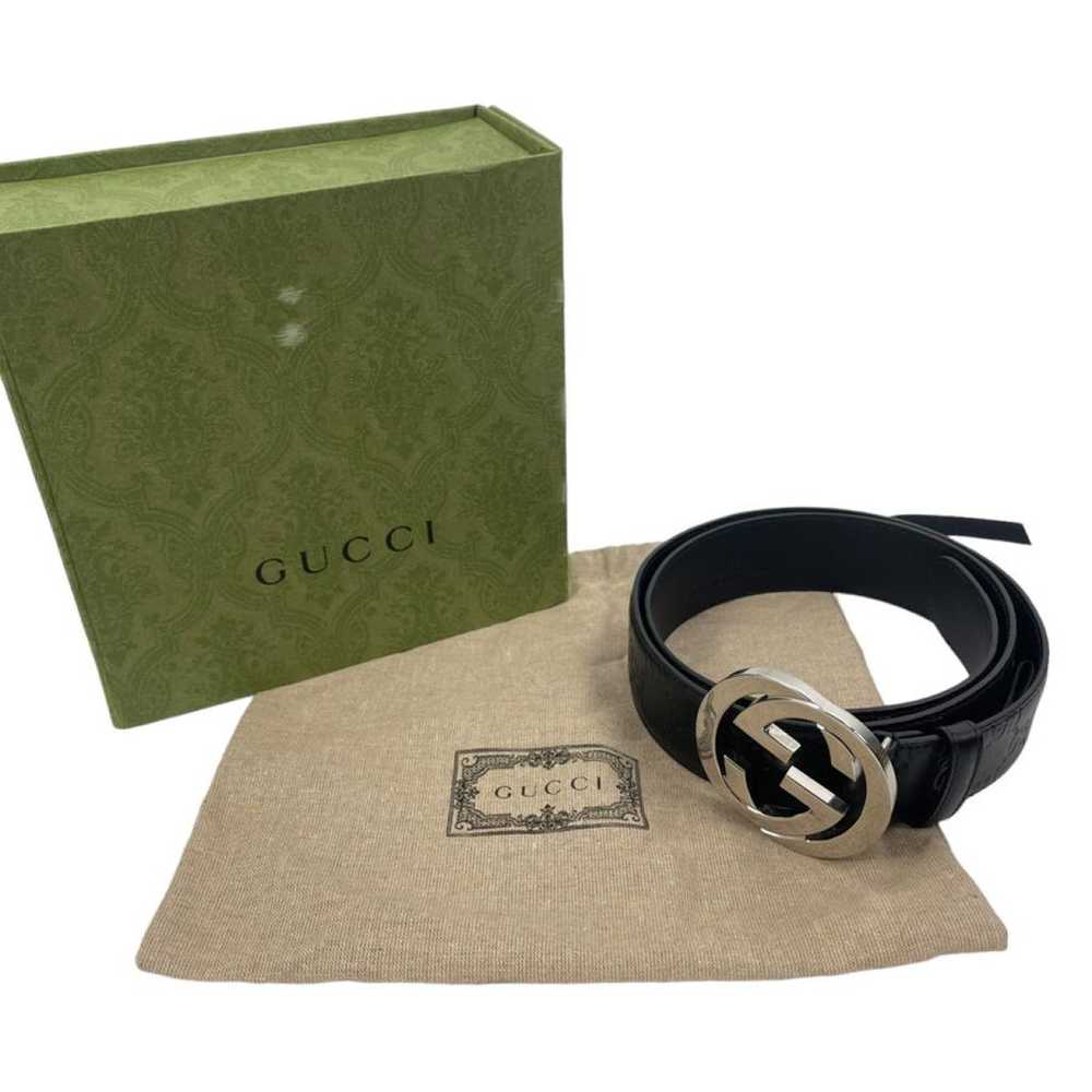 Gucci Interlocking Buckle leather belt - image 9