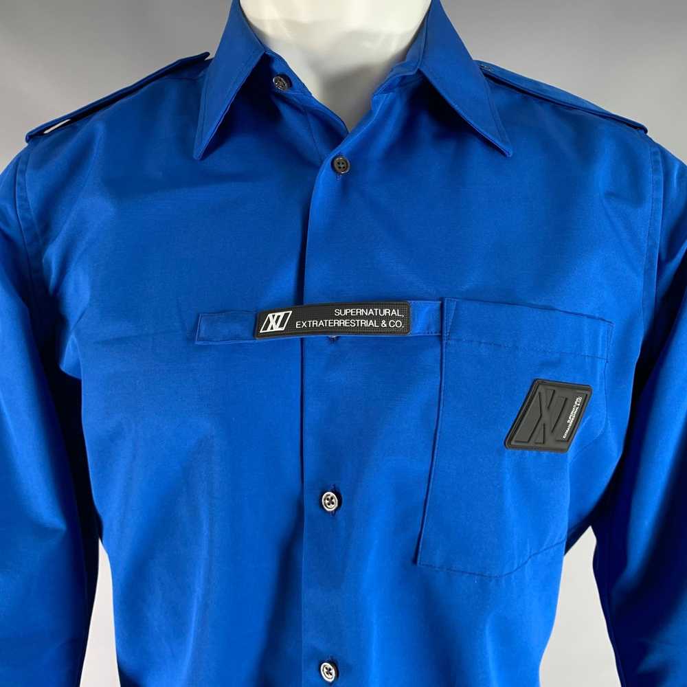 Xander Zhou Blue Solid Polyester Epaulettes Long … - image 2