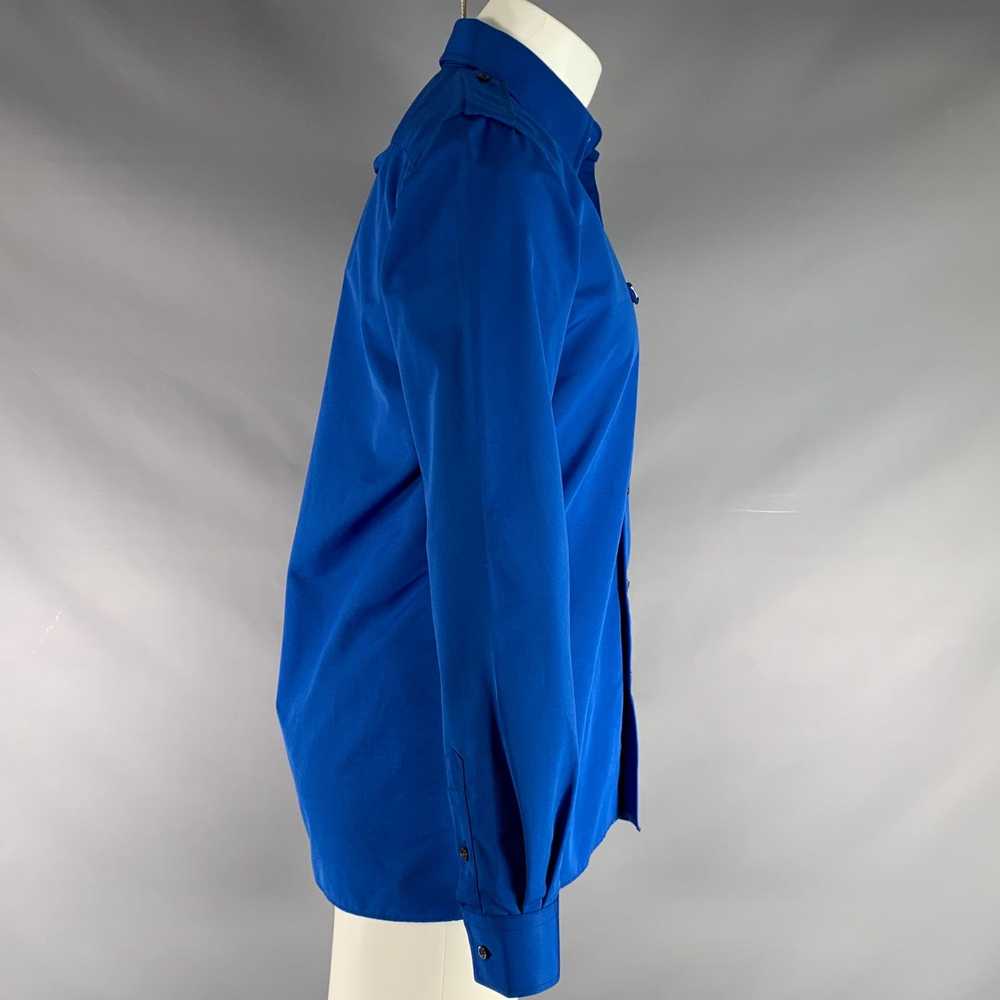 Xander Zhou Blue Solid Polyester Epaulettes Long … - image 3