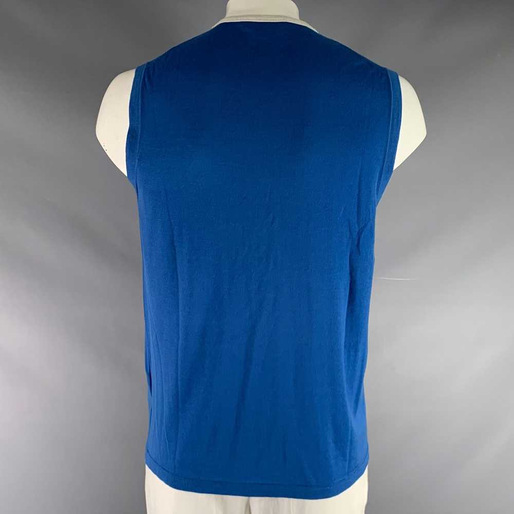 Prada Blue White Knitted Wool VNeck Vest - image 3