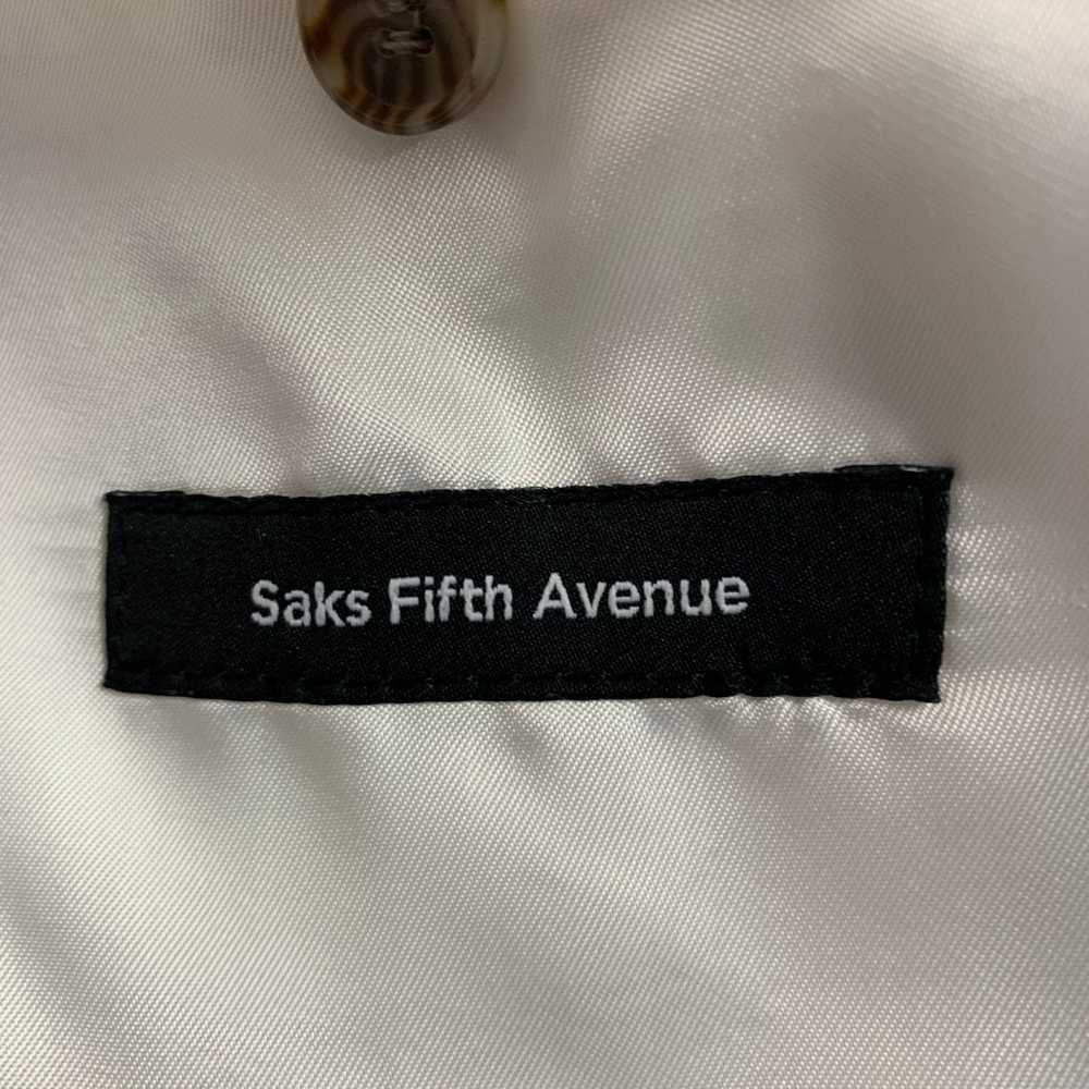 Saks Fifth Avenue Brown White Stripe Linen Notch … - image 6
