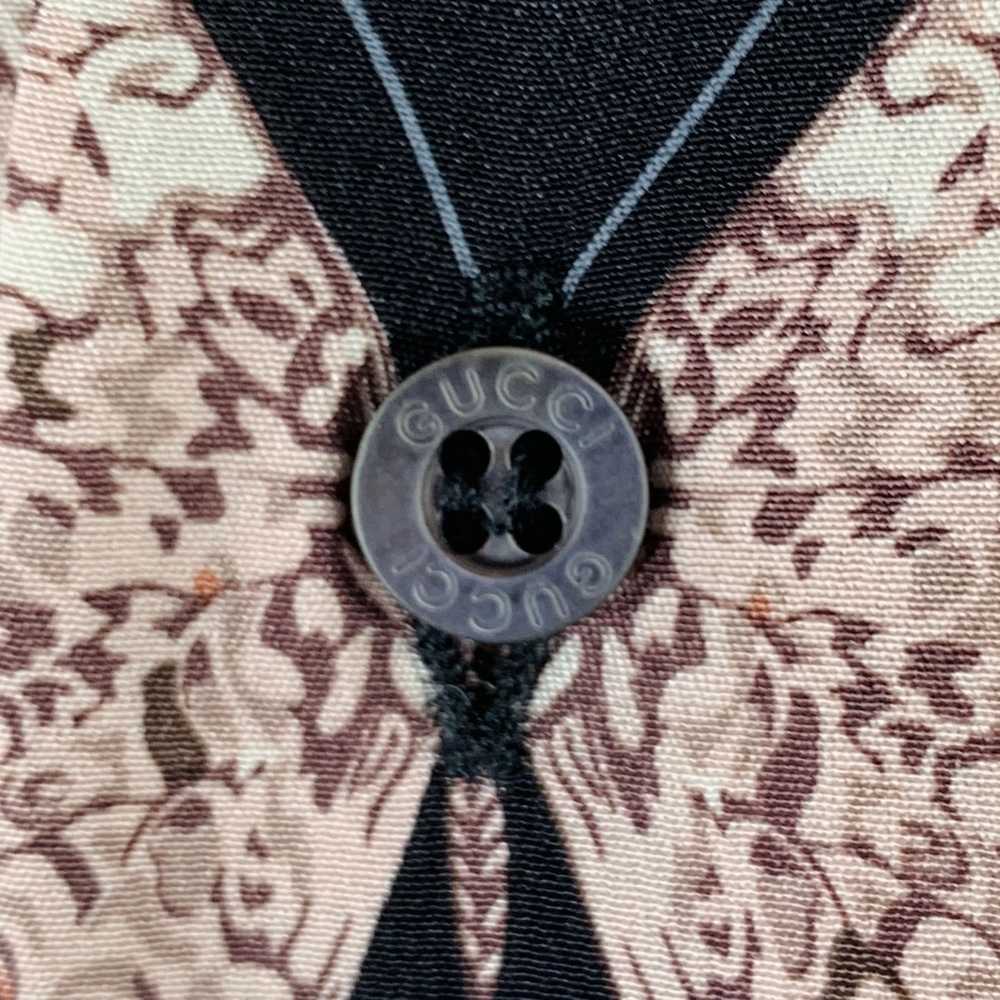 Gucci Black Rose Grey Butterfly Silk Button Up Lo… - image 3