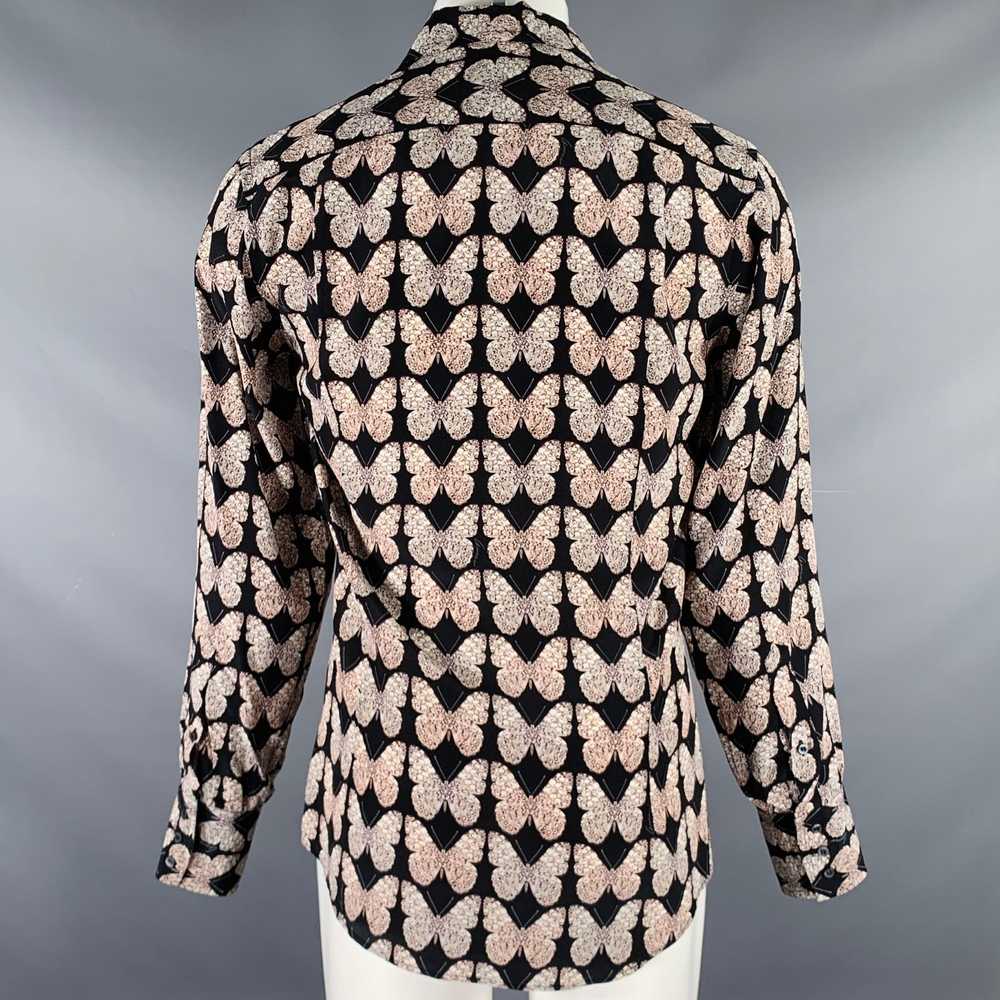 Gucci Black Rose Grey Butterfly Silk Button Up Lo… - image 5