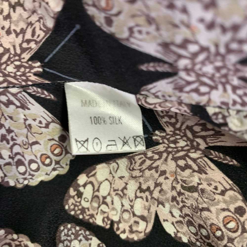 Gucci Black Rose Grey Butterfly Silk Button Up Lo… - image 7