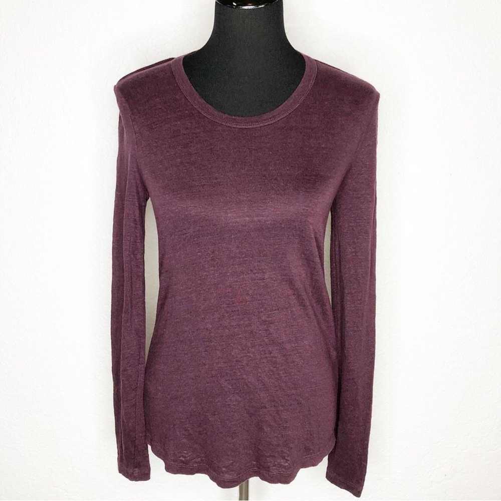 A.L.C. maroon linen cutout back long sleeve top s… - image 1