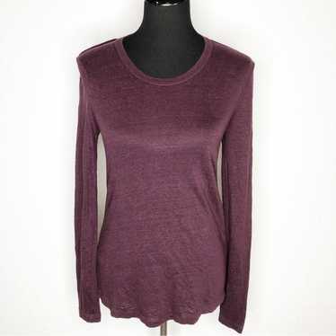 A.L.C. maroon linen cutout back long sleeve top s… - image 1