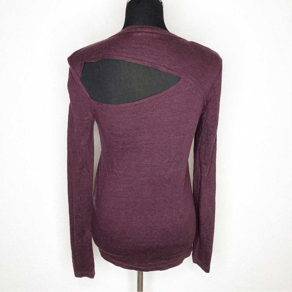 A.L.C. maroon linen cutout back long sleeve top s… - image 2