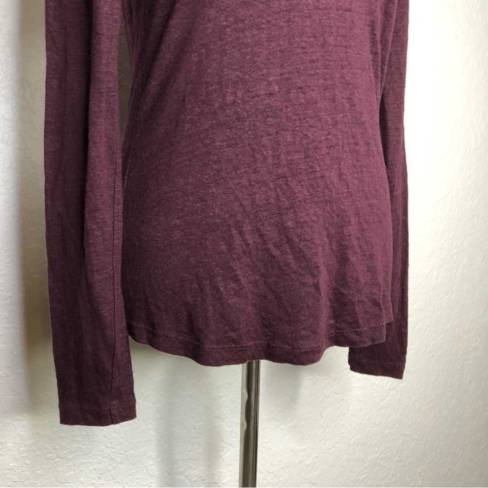 A.L.C. maroon linen cutout back long sleeve top s… - image 3