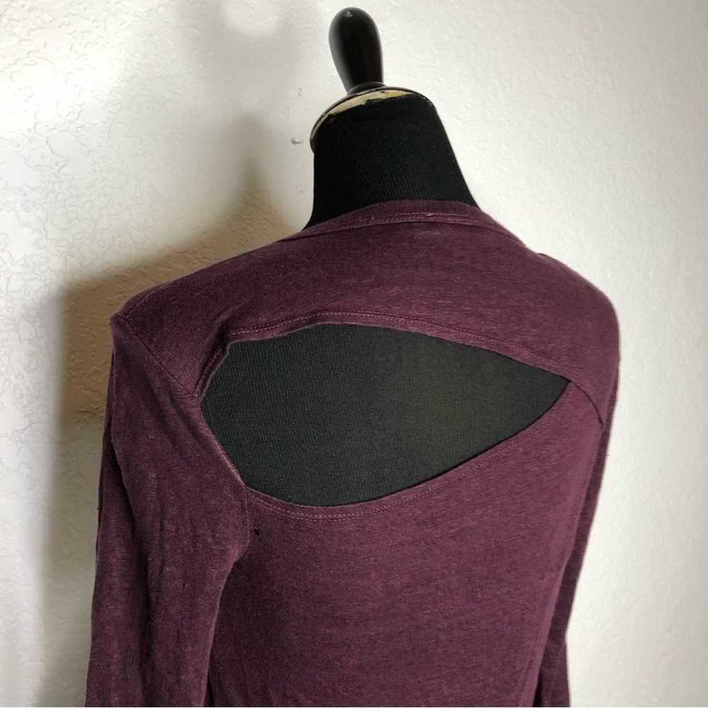 A.L.C. maroon linen cutout back long sleeve top s… - image 5