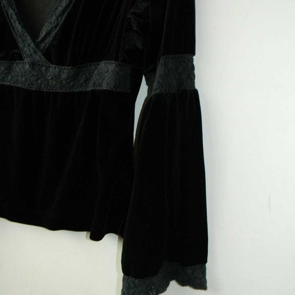 Vintage 90s Black Velvet Bell Sleeve Goth Gypsy S… - image 4