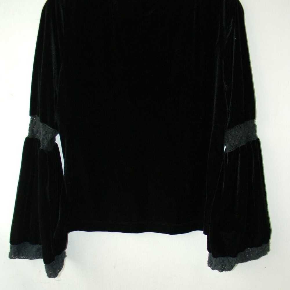 Vintage 90s Black Velvet Bell Sleeve Goth Gypsy S… - image 5
