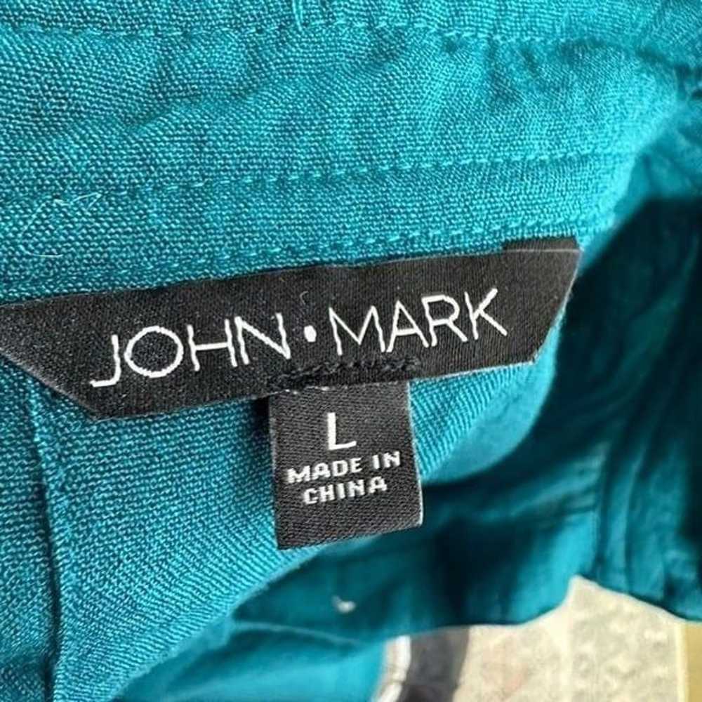 John Mark Shirt Size L Green Tunic Top Funky Art … - image 8