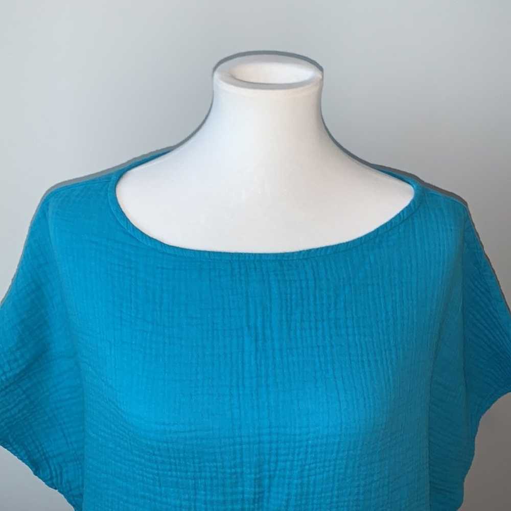 Bryn Walker Turquoise Cotton Waffle Oversized Top… - image 2